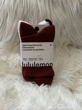 Lululemon Daily Essential Socks - Burgundy/White/Light Pink (3-Pack)